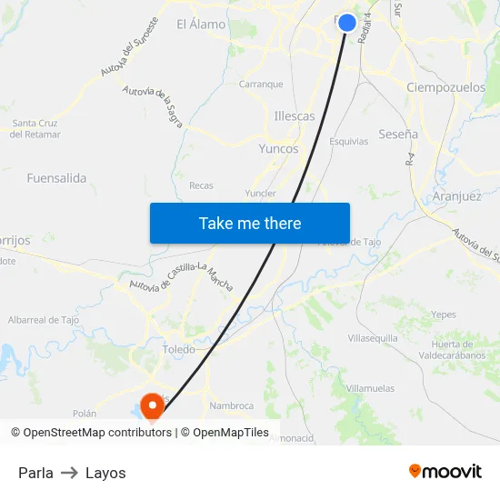 Parla to Layos map