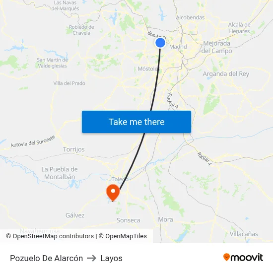 Pozuelo De Alarcón to Layos map