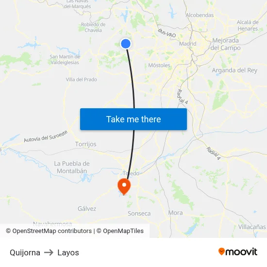 Quijorna to Layos map
