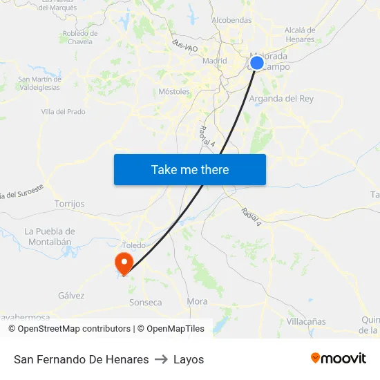 San Fernando De Henares to Layos map