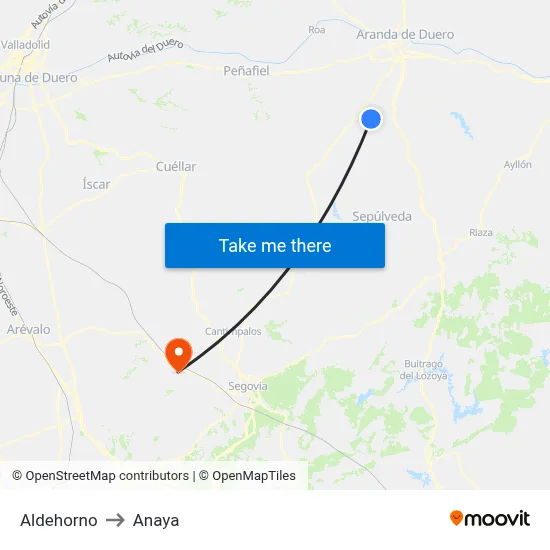 Aldehorno to Anaya map
