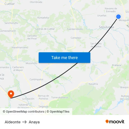 Aldeonte to Anaya map