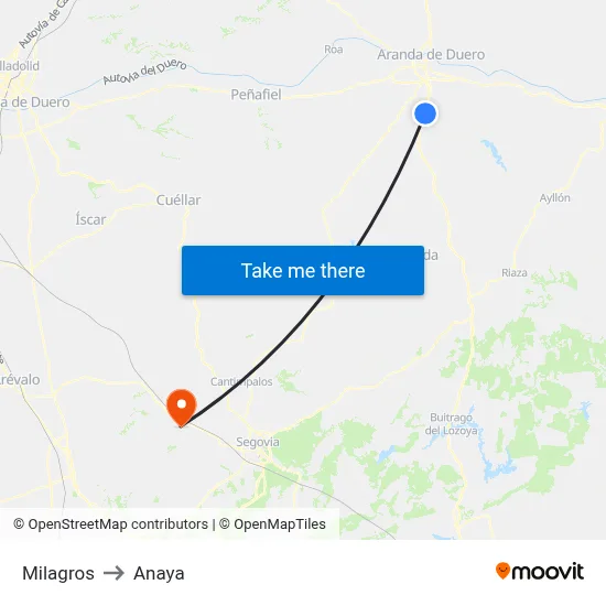 Milagros to Anaya map