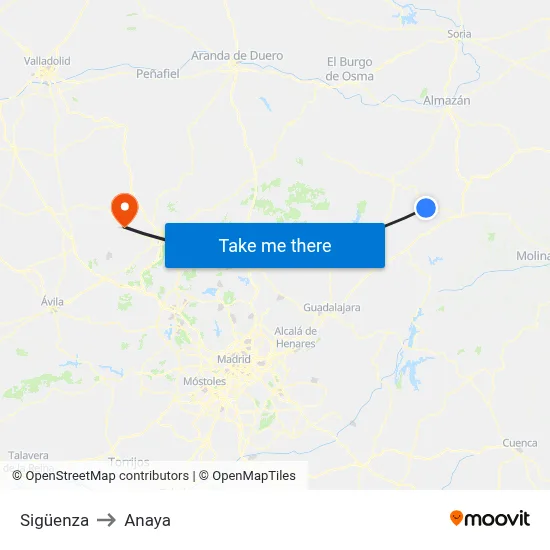Sigüenza to Anaya map
