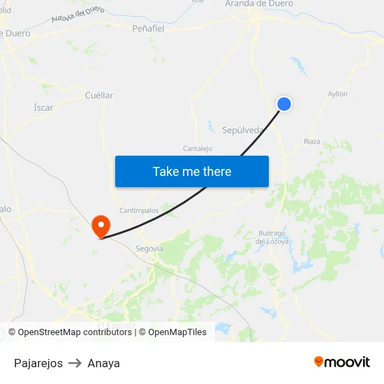 Pajarejos to Anaya map