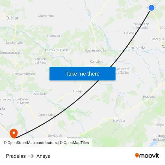 Pradales to Anaya map