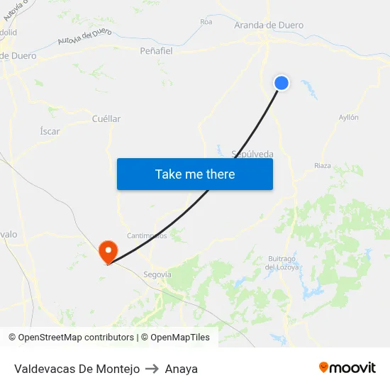 Valdevacas De Montejo to Anaya map