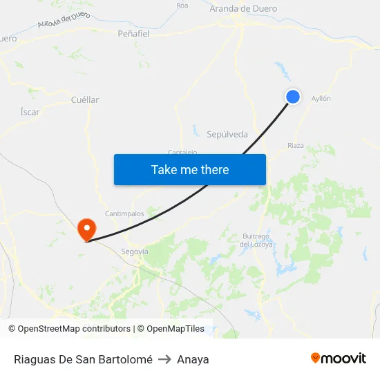 Riaguas De San Bartolomé to Anaya map
