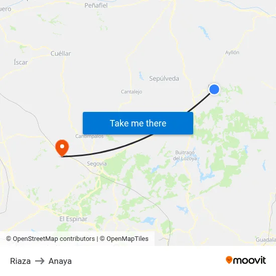 Riaza to Anaya map