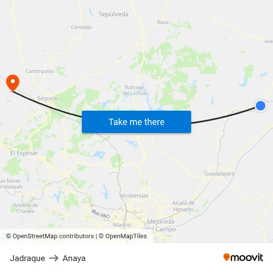 Jadraque to Anaya map