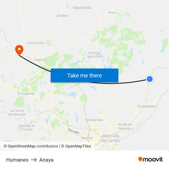 Humanes to Anaya map