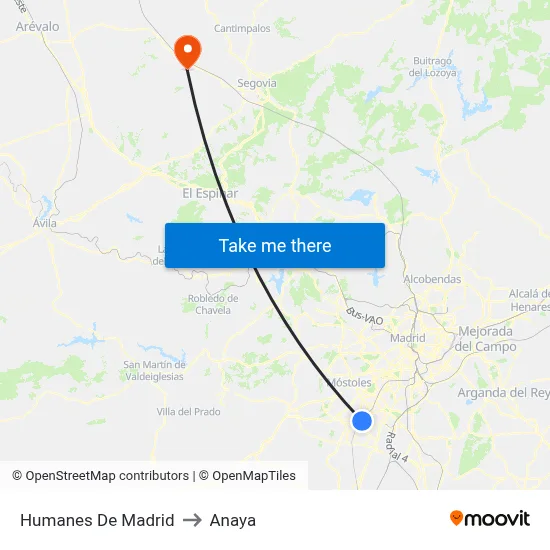 Humanes De Madrid to Anaya map