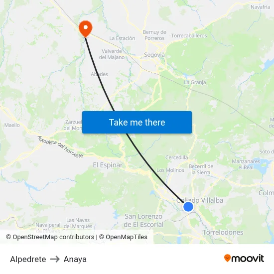Alpedrete to Anaya map