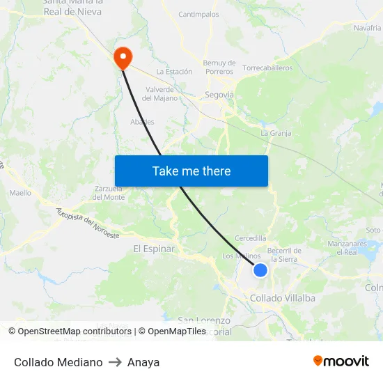 Collado Mediano to Anaya map