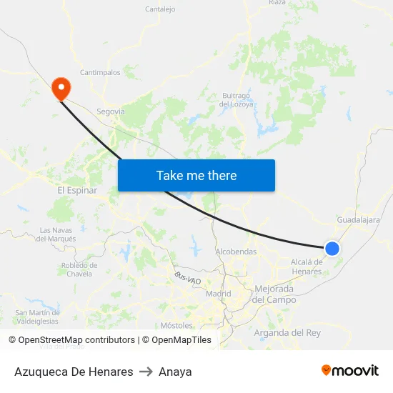 Azuqueca De Henares to Anaya map