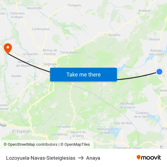 Lozoyuela-Navas-Sieteiglesias to Anaya map