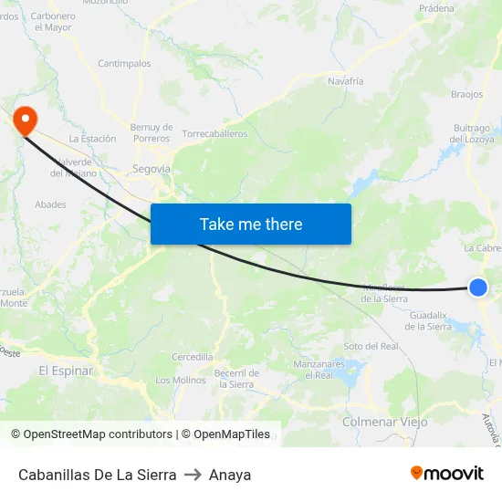 Cabanillas De La Sierra to Anaya map