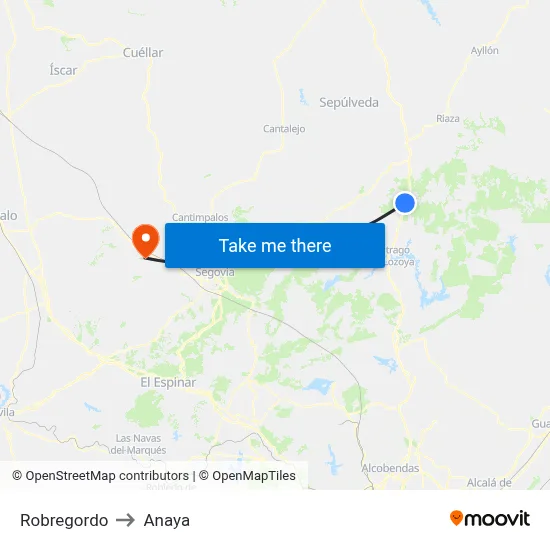 Robregordo to Anaya map