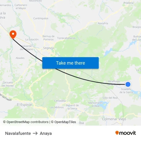 Navalafuente to Anaya map