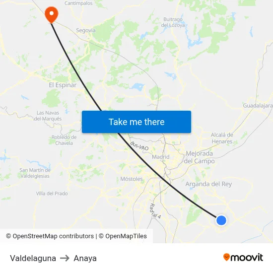 Valdelaguna to Anaya map