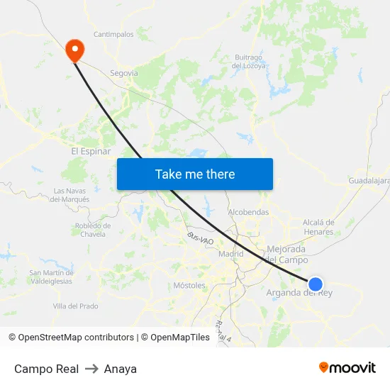 Campo Real to Anaya map