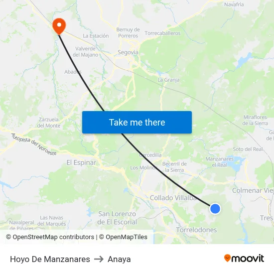 Hoyo De Manzanares to Anaya map