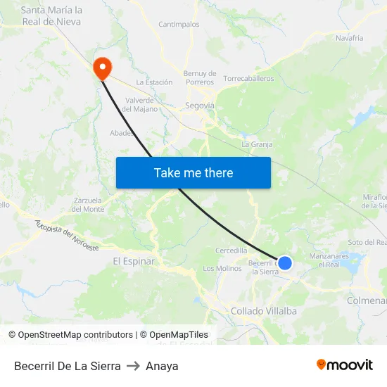 Becerril De La Sierra to Anaya map