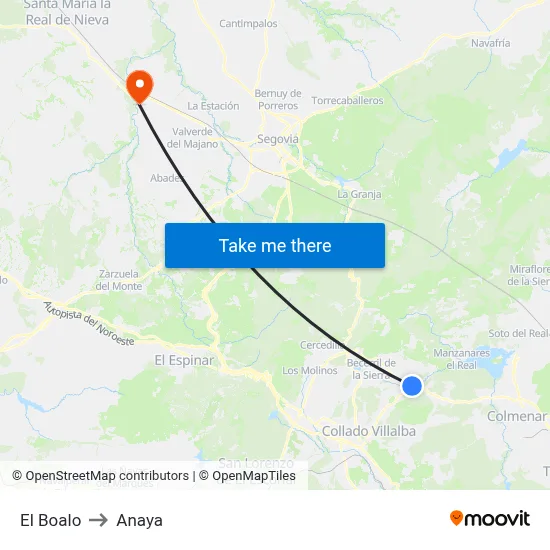 El Boalo to Anaya map