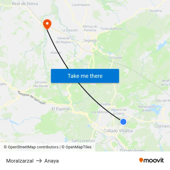 Moralzarzal to Anaya map
