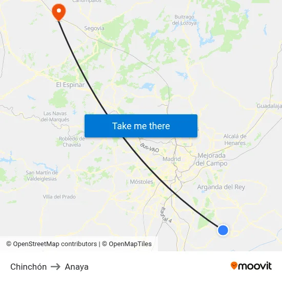 Chinchón to Anaya map