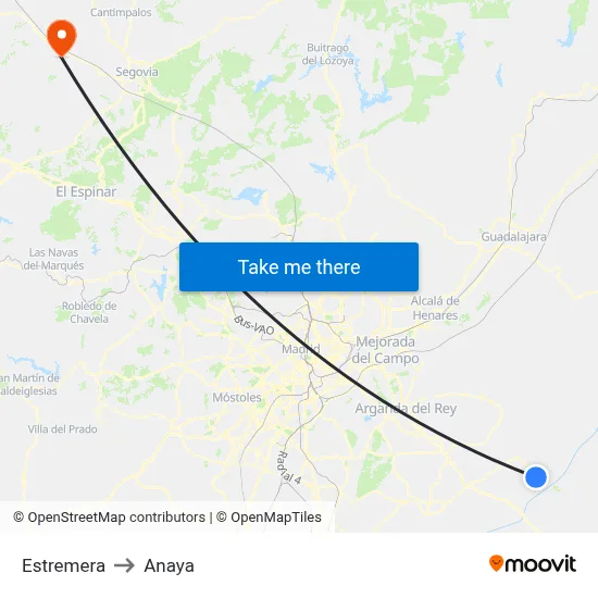 Estremera to Anaya map