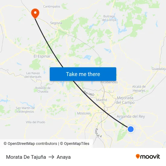 Morata De Tajuña to Anaya map