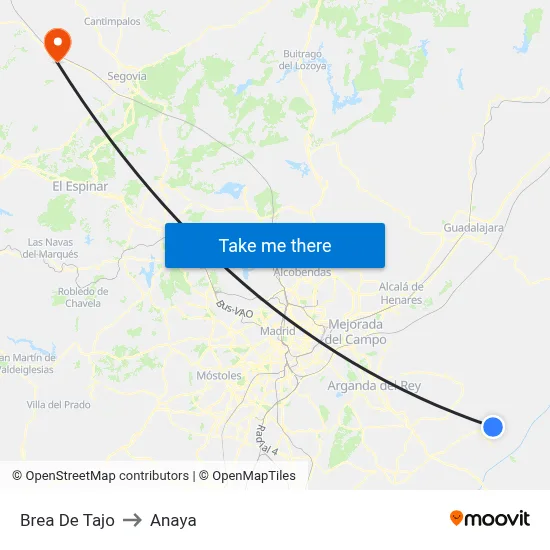 Brea De Tajo to Anaya map