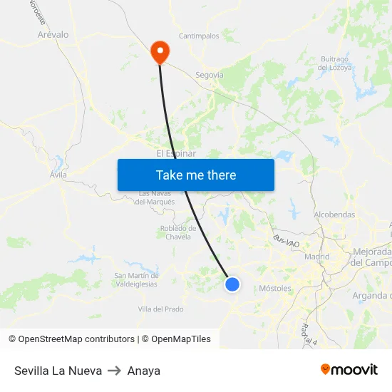 Sevilla La Nueva to Anaya map