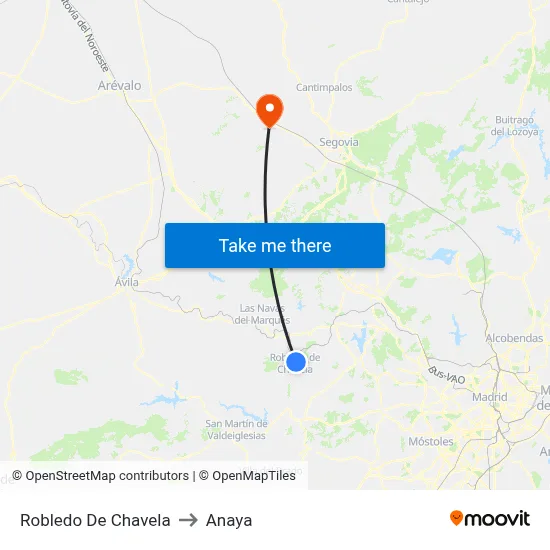 Robledo De Chavela to Anaya map