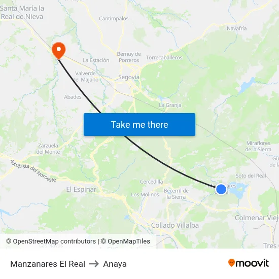 Manzanares El Real to Anaya map