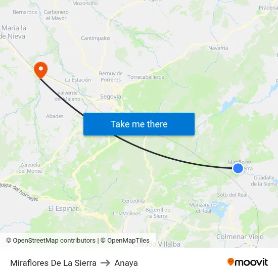 Miraflores De La Sierra to Anaya map
