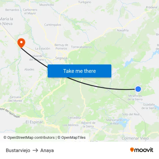 Bustarviejo to Anaya map