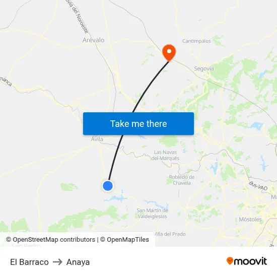 El Barraco to Anaya map