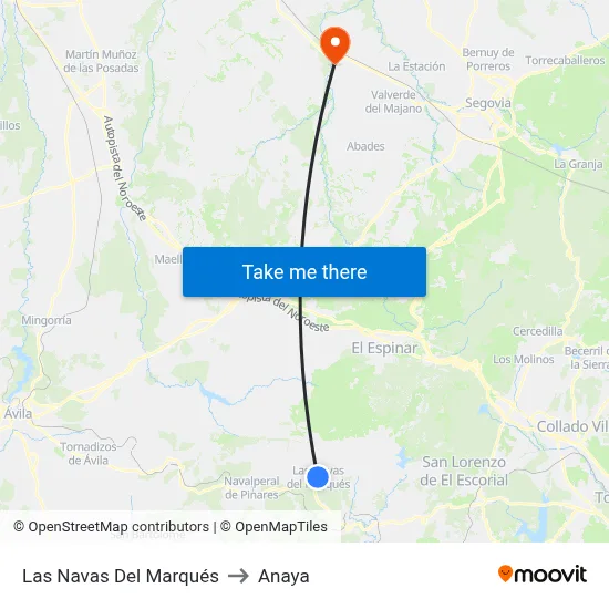Las Navas Del Marqués to Anaya map