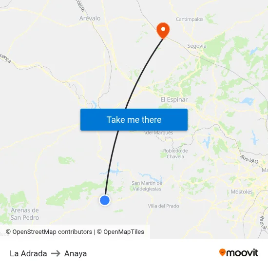 La Adrada to Anaya map