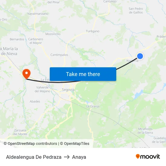 Aldealengua De Pedraza to Anaya map