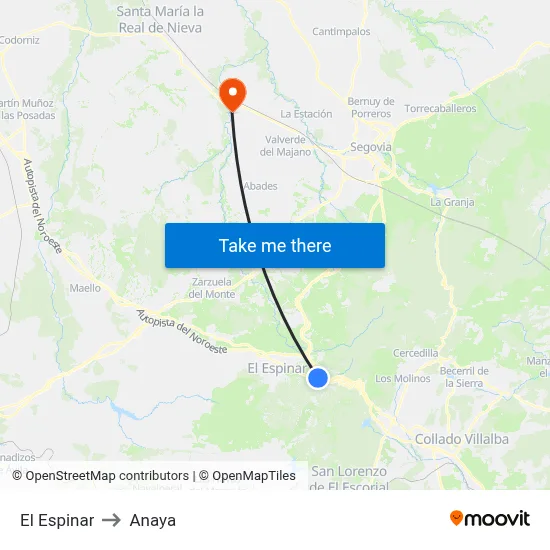El Espinar to Anaya map
