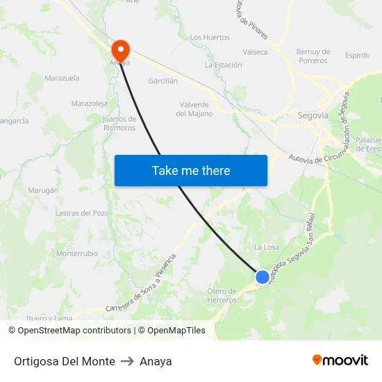 Ortigosa Del Monte to Anaya map