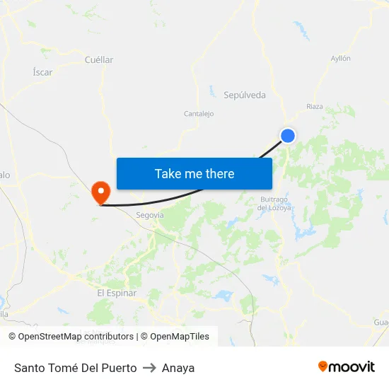Santo Tomé Del Puerto to Anaya map