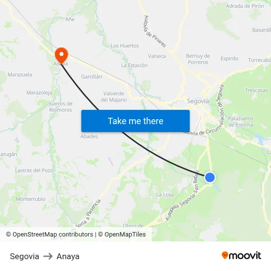 Segovia to Anaya map
