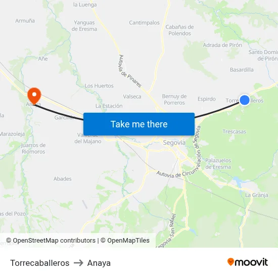 Torrecaballeros to Anaya map