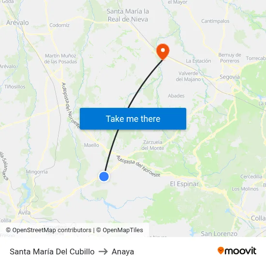 Santa María Del Cubillo to Anaya map