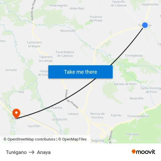 Turégano to Anaya map