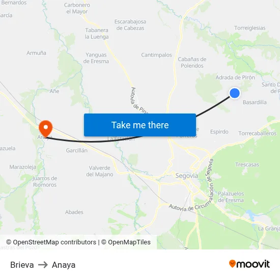 Brieva to Anaya map